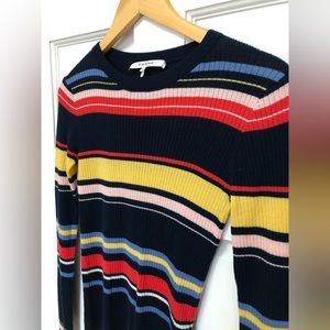 Frame crew neck striped merino wool sweater